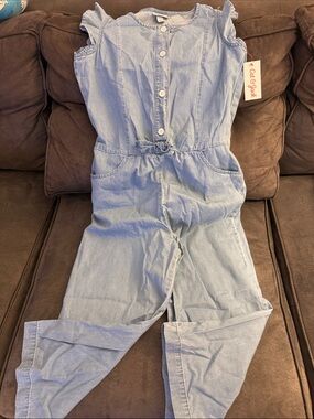 NWT Cat & Jack Light Blue Denim Button-Front Jumpsuit